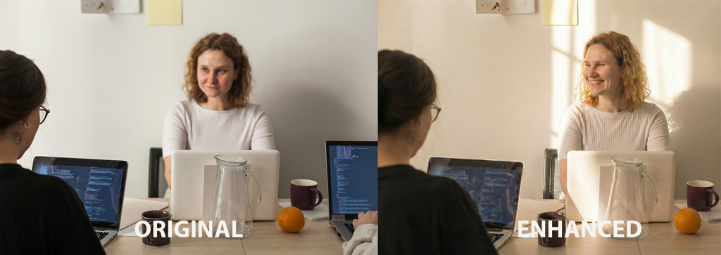 Original vs. Enhanced image for your website design using AI tools