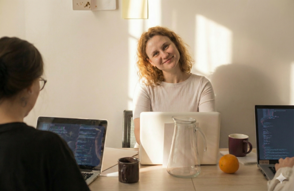 Giving our subject a smile for our website