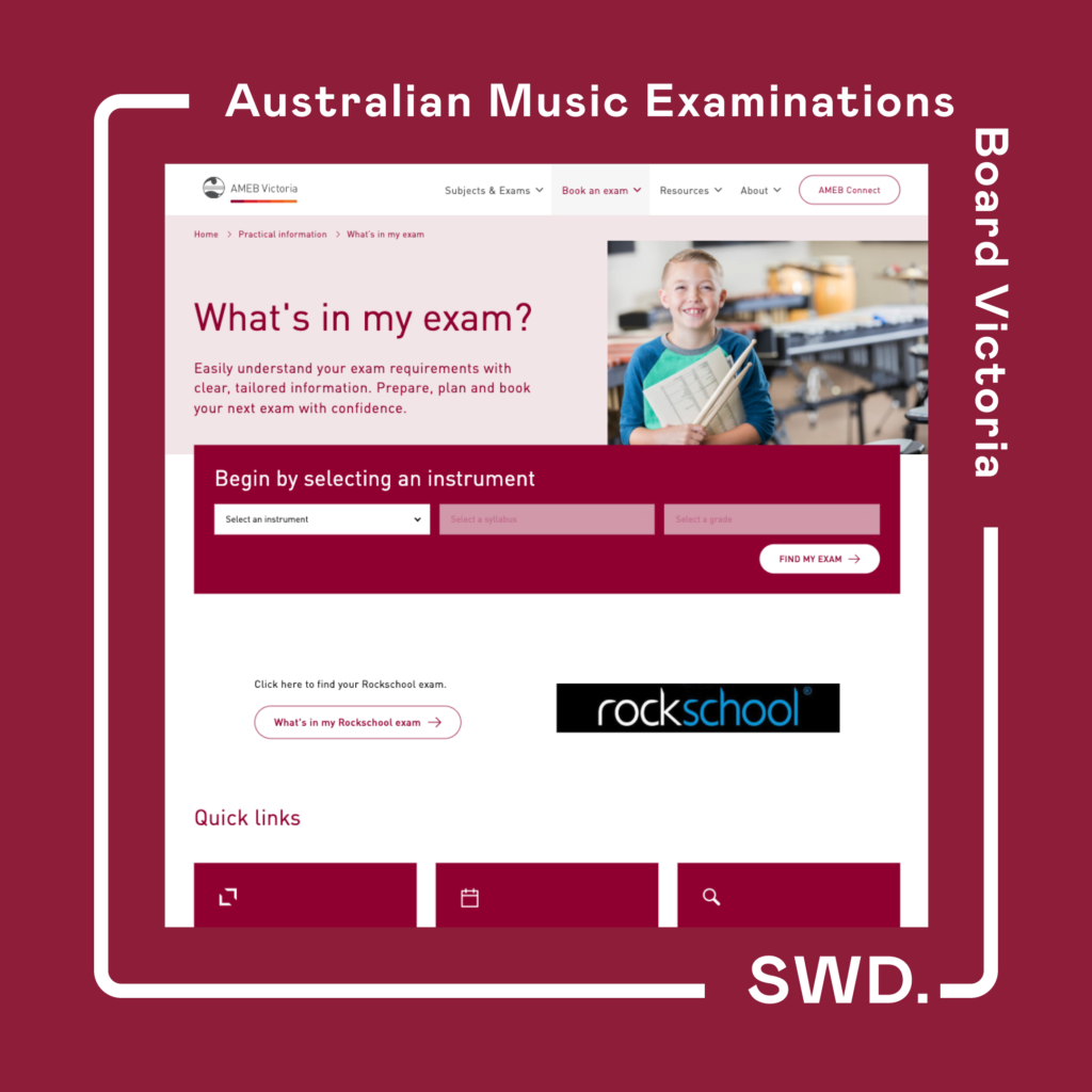 AMEB Victoria 'What's in my Exam' tool custom developed
