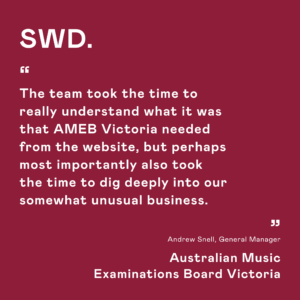 AMEB Victoria - Positive feedback for our Non-profit website design