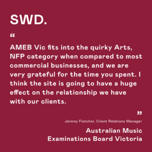 AMEB Victoria - Positive feedback for our NFP website design