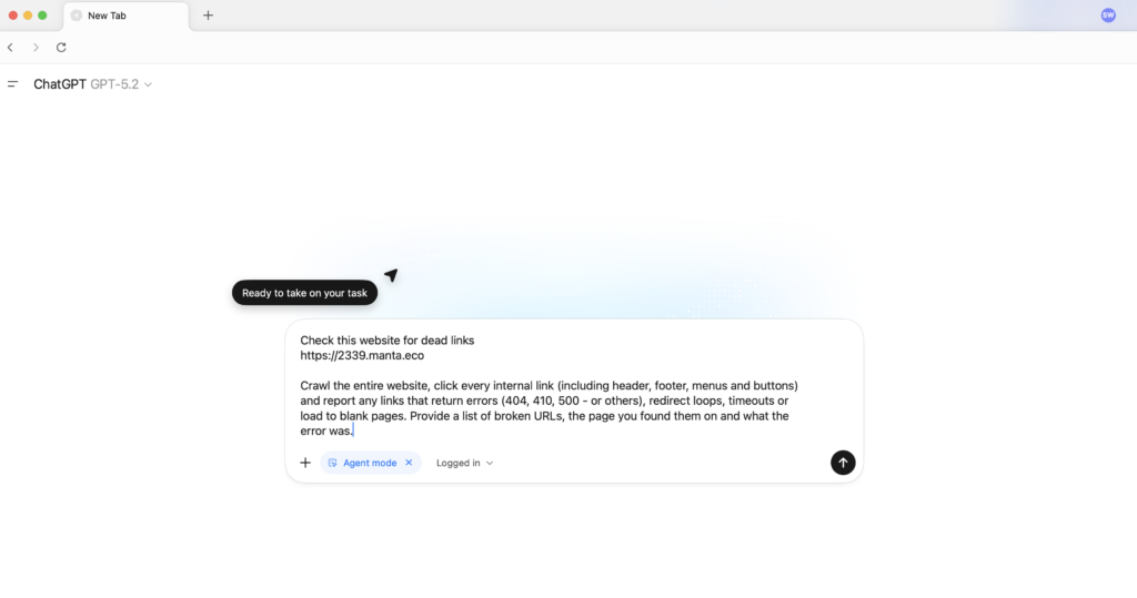 Using Atlas Agent mode is an efficient way to improve your website design for small businesses