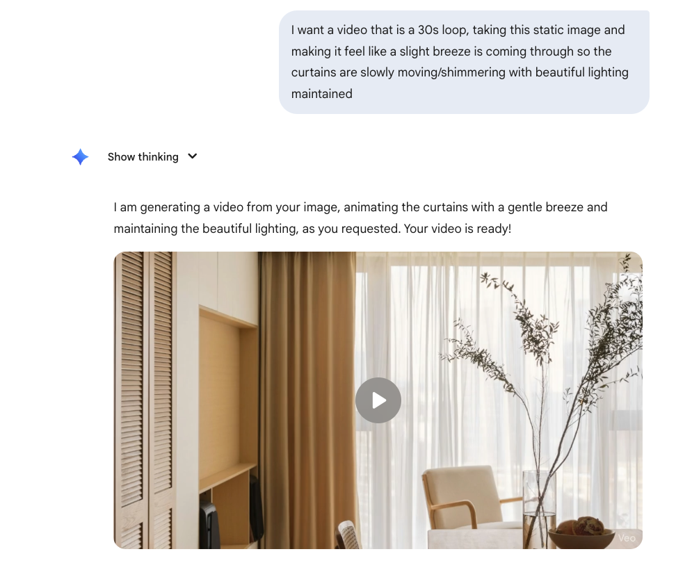 Example prompt for generating our AI video from a static image for a client's small business website