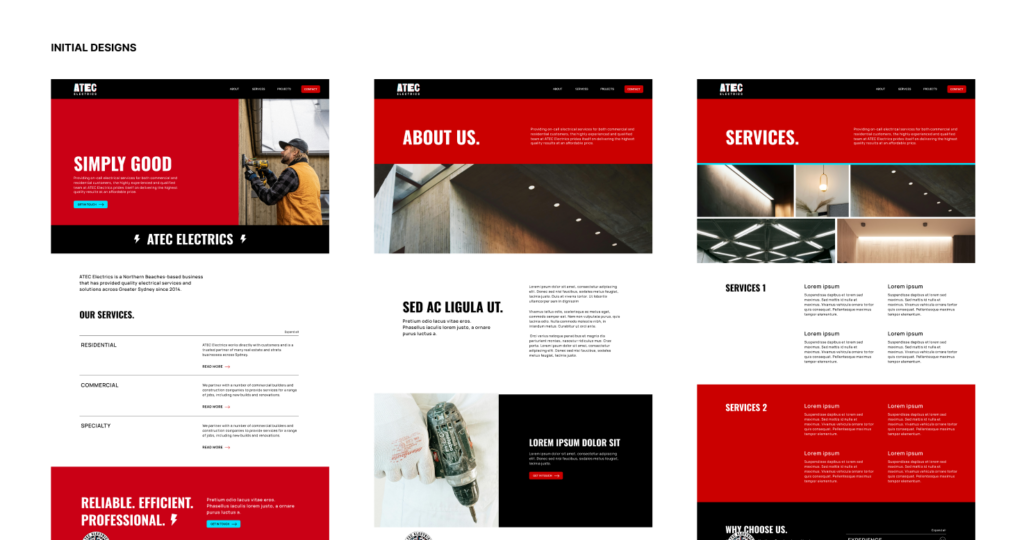 ATEC Electric's initial website designs
