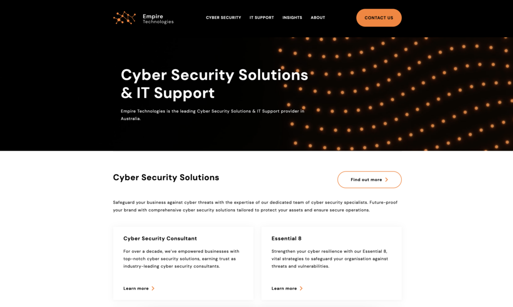Empire Technologies website design and marketing package by Studio Web Design in Sydney and Melbourne